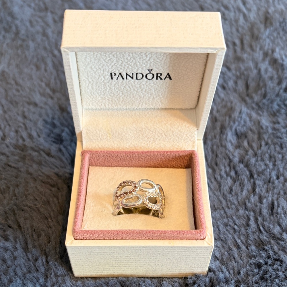 Pandora “Circle of Friends” 925 Sterling Silver Ring with CZ Accents, Size 4.5